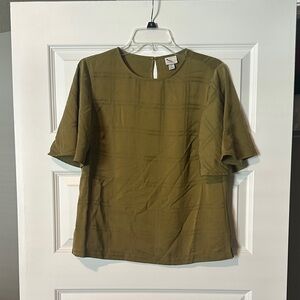 A New Day Green Flutter Sleeve Boxy Blouse